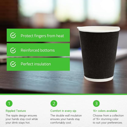 500-CT Disposable Black 12-OZ Hot Beverage Cups - Image 3
