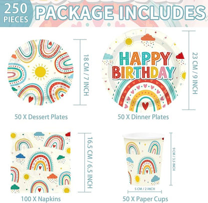 250 Pcs Retro Rainbow Birthday Party Decorations - Image 4