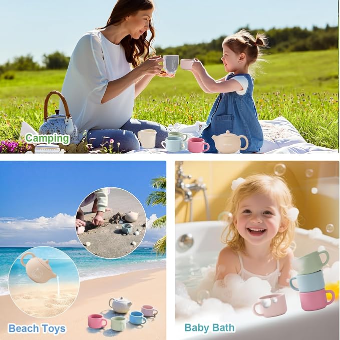 Silicone Tea Set for Toddlers Aged 0+ Months | Real or Play Tea Party Set for - Image 4