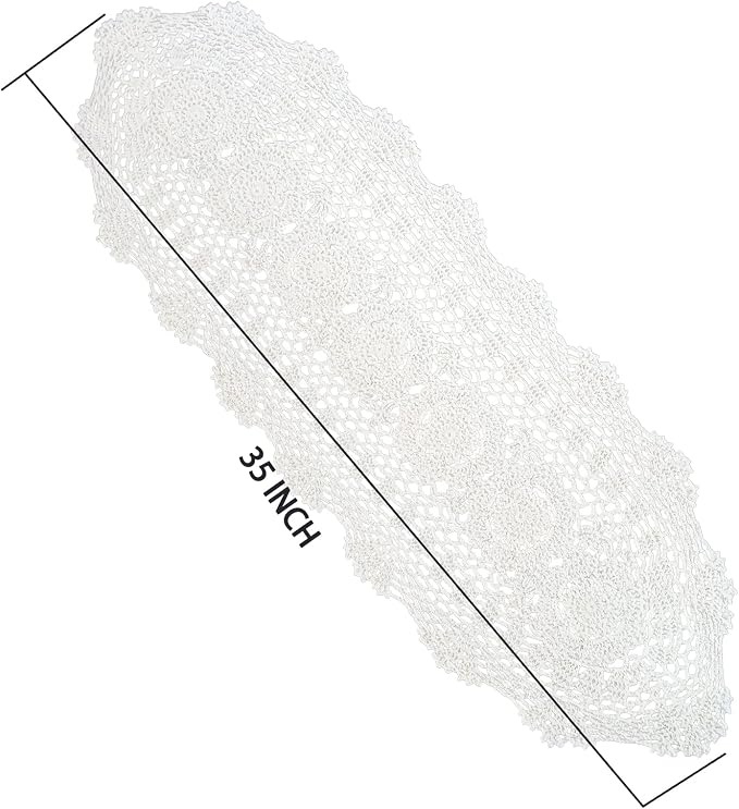 Phantomon Oval Lace Table Runner Doilies Floral Table Scarf Furniture Cloth - Image 5