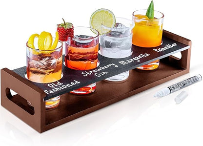 Ksestor Flight Board with 4 Glasses by KSESTOR