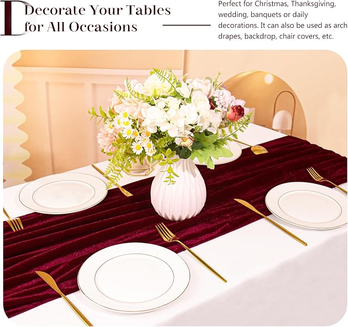 Velvet Table Runner 20 x 120 Inches 10ft Luxurious Thick Soft Velvet - Image 5