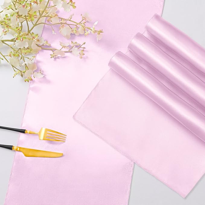 Horbaunal 6 Pack Satin Runners 12 x 72 Inch, Light Pink | Bright Silky Smooth - Image 5