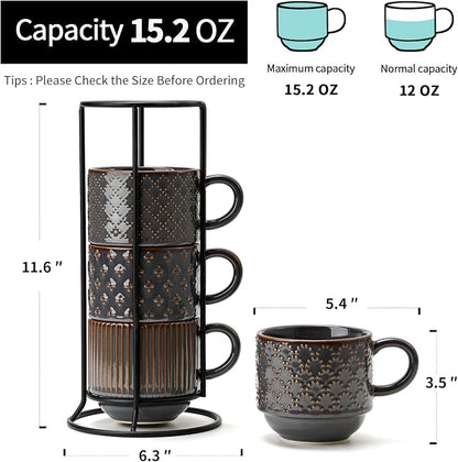 JIEMEI HOME Large Ceramic Coffee Mug Set of 4 - Image 2