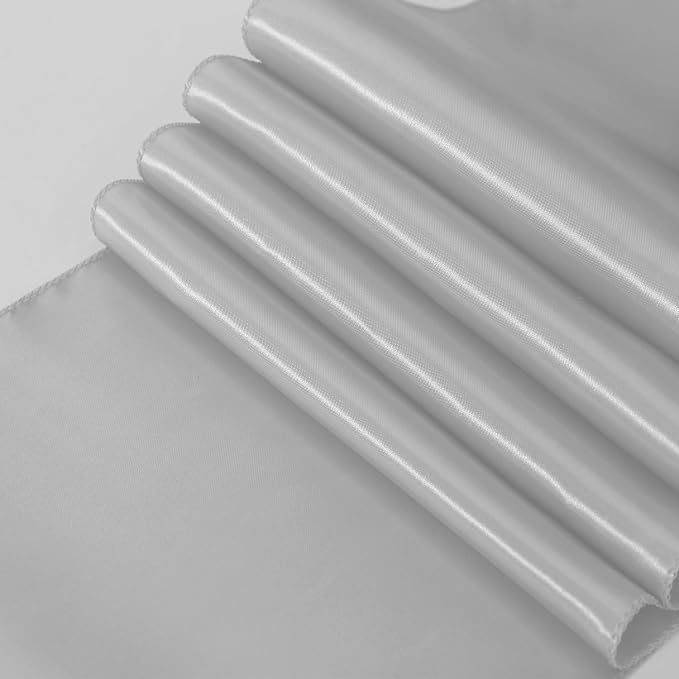 Pack of 10 Wedding Satin Silver Table Runners 12 x 108 Inches Silver Gray Table - Image 5