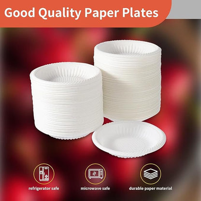 4 Inch Mini Disposable Plates 100 Count Small Plates for Pet Round Paper Starch Plates for Party Dessert Cake Craft Appetizer