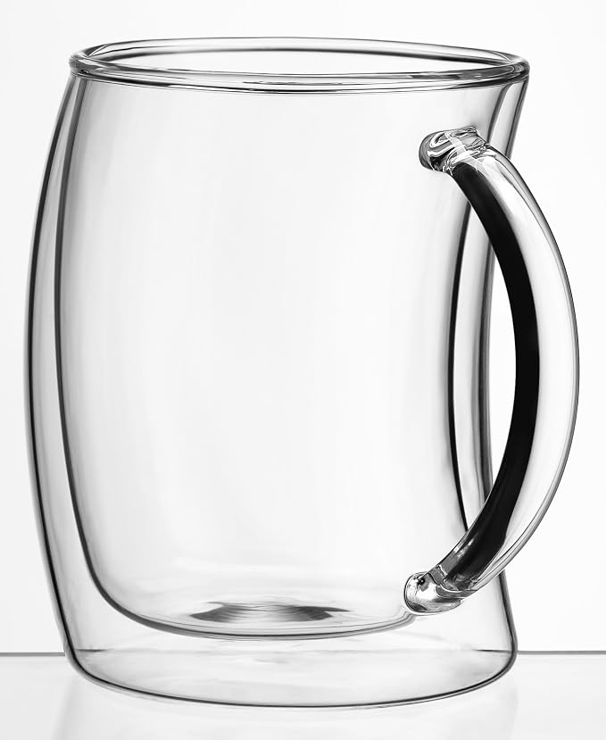 JoyJolt Caleo Collection Double Wall Insulated Glass Coffee Cups -13-Ounces - Image 2