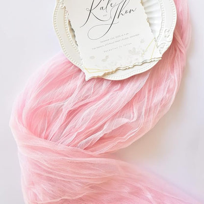 Pink Cheesecloth Table Runner Cheese Cloth Wedding Birthday Party Decor | 10Ft - Image 2
