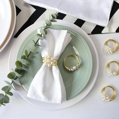 wonlex Thanksgiving Napkin Rings Set of 12, Pearl Napkin Ring Holder - Image 3