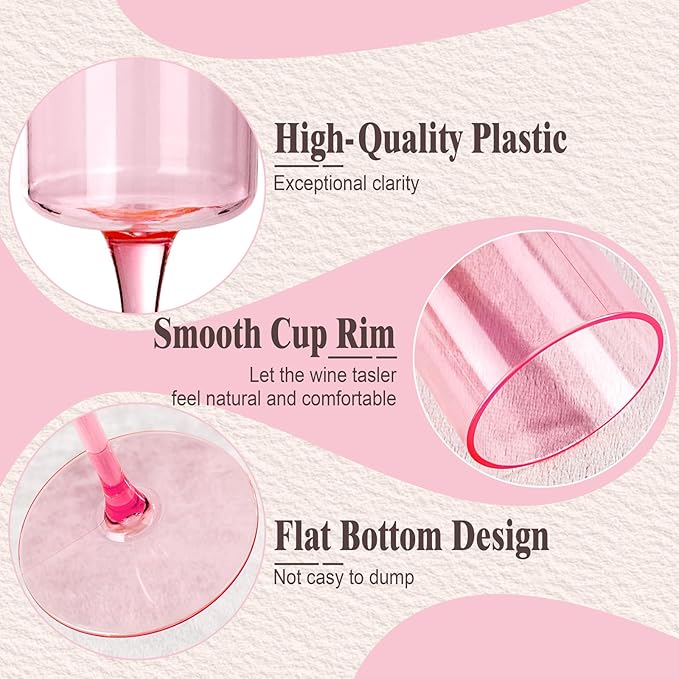 Ciaell 24 Pack Pink Plastic Champagne Flutes - Image 3