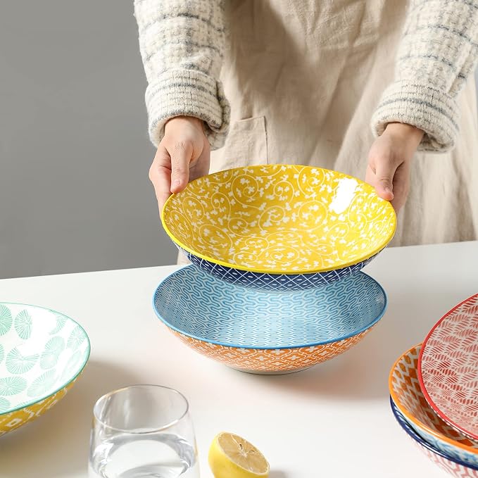 Selamica Porcelain 40oz Large Bowls 9 inch Big Pasta Salad Bowls, Microwave and - Image 6
