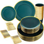 LIYH 180 Pcs Clear and Green Gold Plastic Christmas Plates by LIYHLoveinyourheart