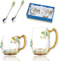 Tea Cup Glass Coffee Mugs, Fancy Tea Cup Set Birthday Gift Idea by DUMVOIN
