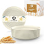 8 Pack Snack Plates, Unbreakable Wheat Straw Plate 5.7 Inch, Plastic Plates Reusable for Dessert, Appetizer, Bread, Microwave & Dishwasher Safe Small Plate for Kitchen,Camping (Beige)
