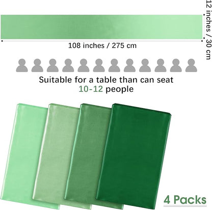 Aneco 4 Pack Satin Table Runner 12 x 108 Inch Gradient Sage Green Long Bright - Image 2
