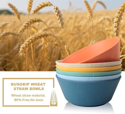 36 oz Wheat Straw Bowl, Unbreakable Cereal Bowls Set of 6, Microwave and - Image 4