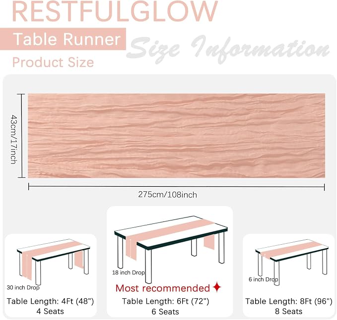 10 Pack Blush Pink Cheesecloth Table Runner 17 x 108 Inch | Boho Gauze Fabric - Image 4