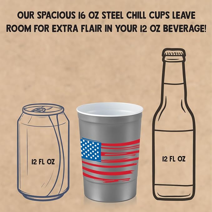 Steel Chill Cups 16 oz. Reusable Party Cups America the Beautiful, 100% - Image 5