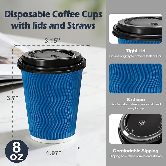 Lamosi 100 Pack Coffee Cups - Image 2