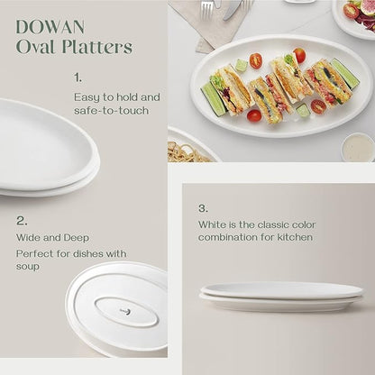DOWAN 16" Serving Platters, Serving Platters for Wedding, Large Oval Porcelain Serving Tray for Entertaining, Dinner Platters for Serving Food Appetizers Meat, Serving Dishes for Parties, Set of 2