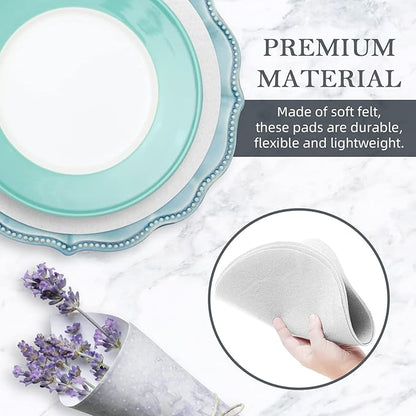 96 Pack Felt Plate Dividers Protectors, Thick Felt Round Plate Separators Pads China Dish Storage Protectors Pads with 3 Sizes for Packing Stacking Porcelain Cookware, White