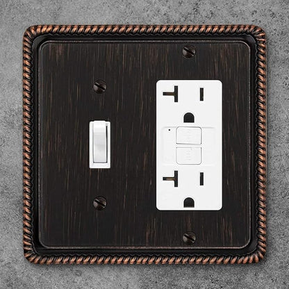 Henne Bery Rope Edge Decorative Wall Plate Switch Plate Outlet Cover (Toggle/Decorator, Aged Bronze)