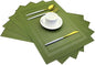 PIGCHCY Heat Insulation Non Slip Plastic Placemats,Washable Easy to Clean Woven Vinyl Kitchen Stain Resistant Placemats for Dining Table Set of 4 (Olive Green)