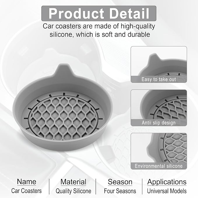 Car Cup Holder Coaster, Silicone Cup Holder Insert, Universal Non-Slip Cup - Image 3