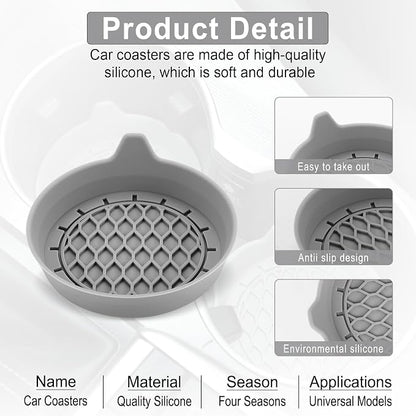 Car Cup Holder Coaster, Silicone Cup Holder Insert, Universal Non-Slip Cup - Image 3