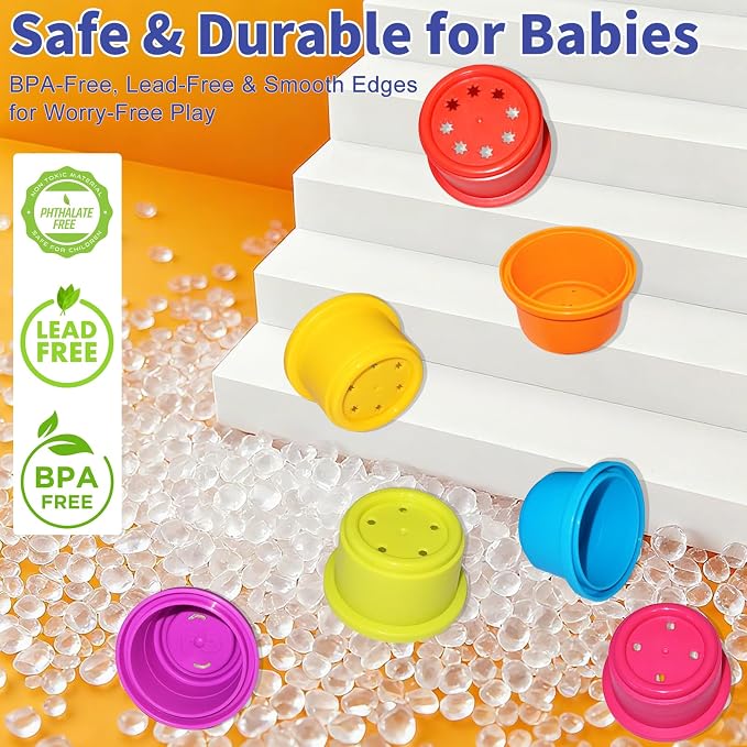 WEEJOYGAM Stacking Cups Baby Toys 6 to 12 months, Nesting Stacking Toys - Image 4