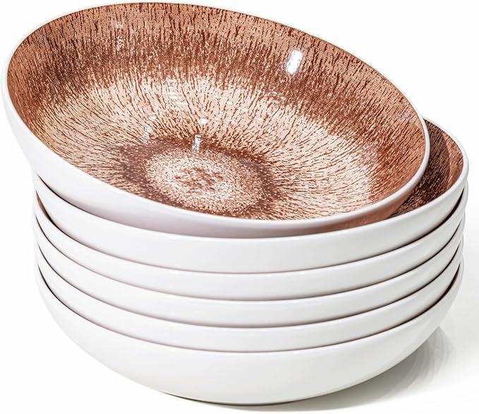 Yeacccng Pasta Bowls Set of 6, 8.7 Inch 39 Oz Colorful Reactive Glaze Ceramic by Yeacccng