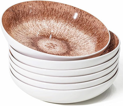 Yeacccng Pasta Bowls Set of 6, 8.7 Inch 39 Oz Colorful Reactive Glaze Ceramic by Yeacccng