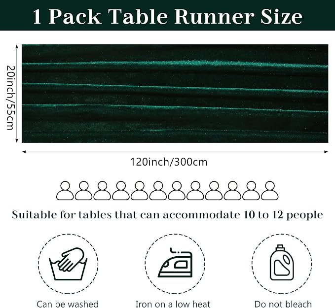 Velvet Table Runner 20 x 120 Inches 10ft Luxurious Thick Soft Velvet Christmas - Image 2