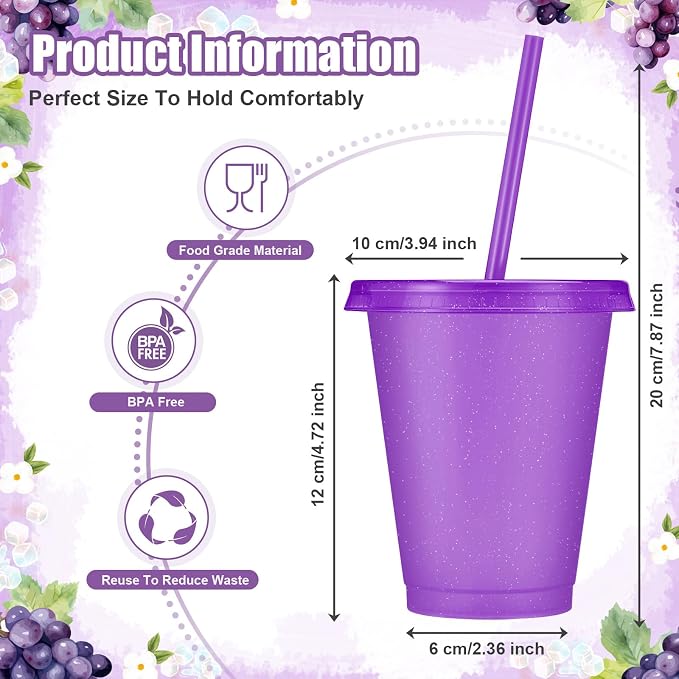 24 Pcs Plastic Tumblers with Lids and Straws, Reusable Cups with Lids Plastic - Image 2