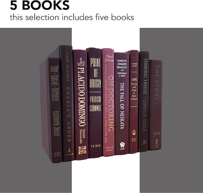 Real Books by Color® (Set of 5, Maroon) Decorative Bookshelf Home Decor Shelf Styling Photo Prop