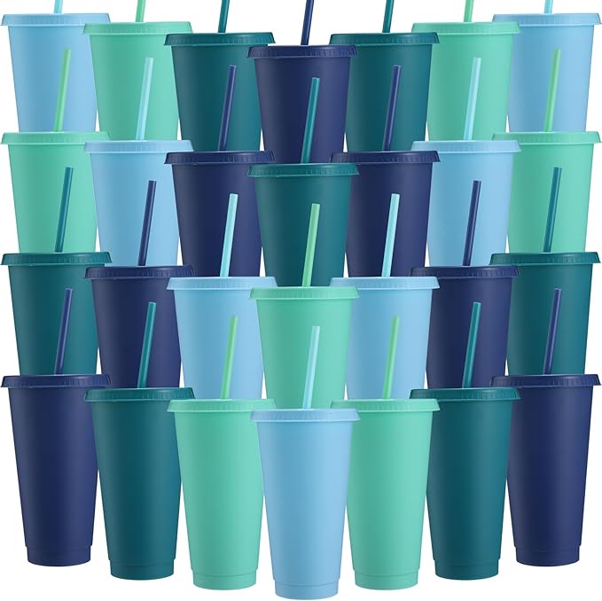 Honeydak 30 Pack Tumbler with Straw and Lid Bulk Cups by Honeydak