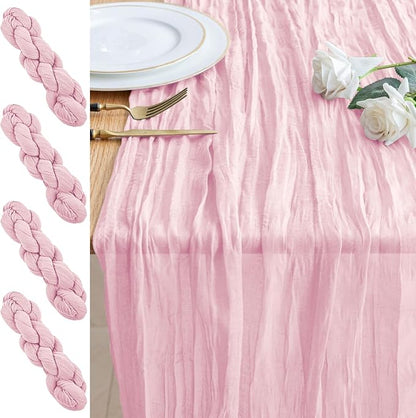 Cheesecloth Table Runner 10FT 3Pcs Blushing Pink Boho Gauze Runners | Cheese by Xiomot