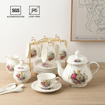 Sweejar 23 Pcs Floral Tea Sets - Image 2