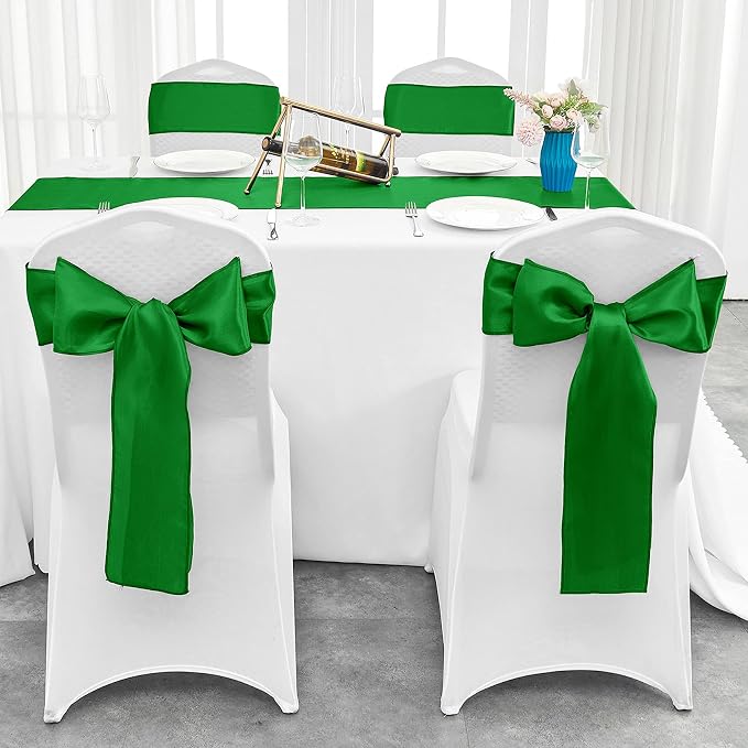 4-Pack Emerald Green Satin Table Runner 12 x 108 Inch Long Bright and Smooth - Image 4
