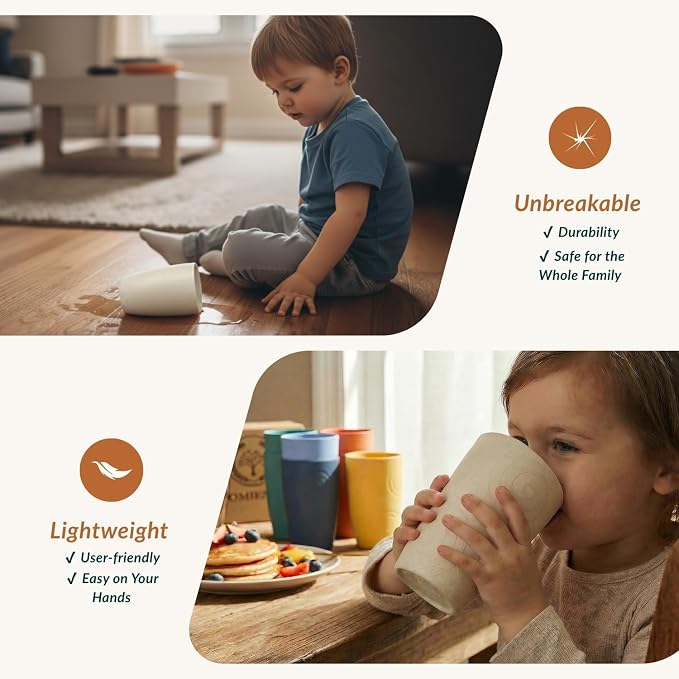 Homienly Wheat Straw Cups Unbreakable Plastic Cups Reusable Drinking Cups - Image 6