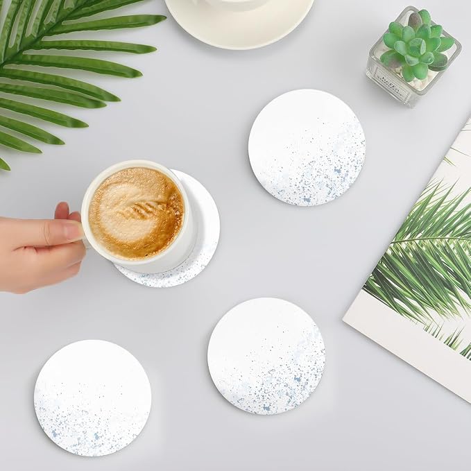 Drink Stone Coasters Set of 2 -Round Marble Style Desk Coasters - Image 6