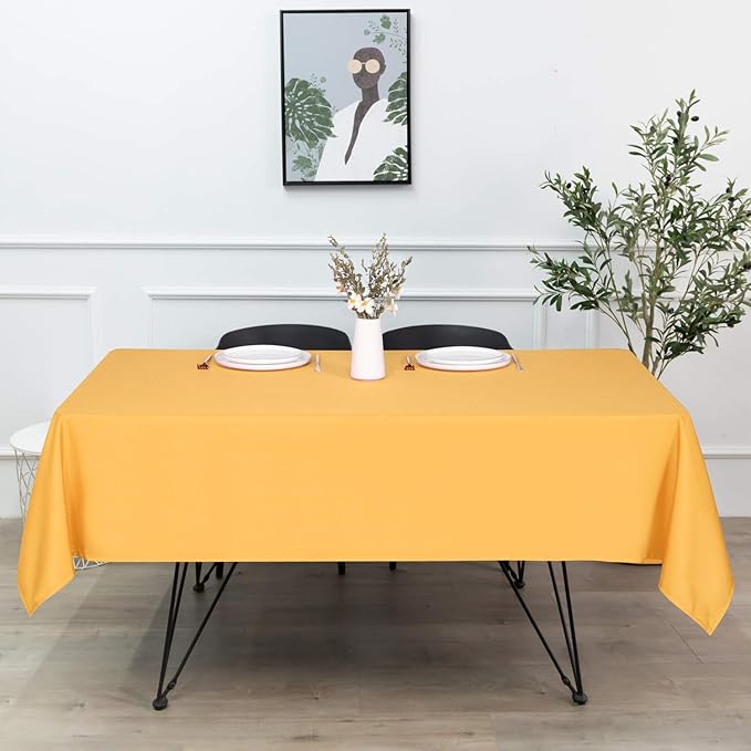 sancua Rectangle Tablecloth - 54 x 78 Inch - Stain and Wrinkle Resistant Washable Polyester Table Cloth, Decorative Fabric Table Cover for Dining Tables, Buffet Parties and Camping, Gold