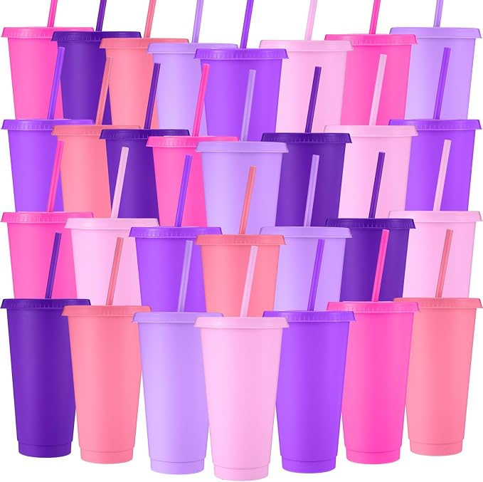 Honeydak 30 Pack Tumbler with Straw and Lid Bulk Cups by Honeydak
