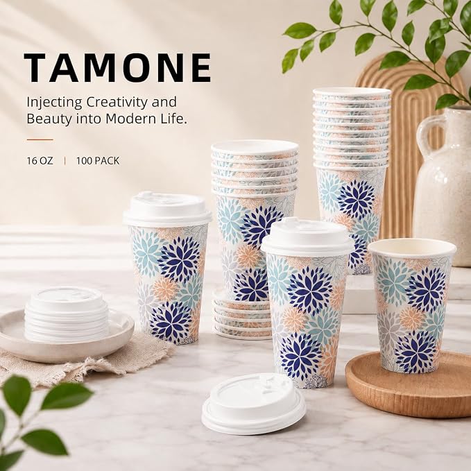 Tamone 100 PACK 16OZ Disposable Coffee Cups - Image 8