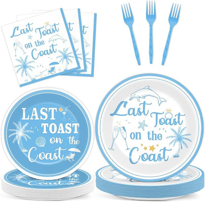 96Pcs Last Toast on the Coast Party Supplies Coastal Bachelorette Paper Plates by Justforjoyful