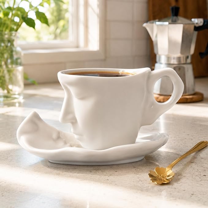 oliruim White Coffee Cup and Saucer Set - Image 4