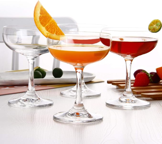 FAWLES Crystal Coupe Glasses, 7 Ounce, Elegant Short Stem Design, Sweet Wine - Image 5