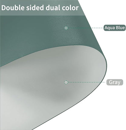 Leather Table Cover,1.8mm Thick,24x60 Inch Desk Cover,Large Desk Mat,Table Protector,Table Cover Protector,Desk Protector,Table Pad,(Aqua Blue+Gray,24x60)