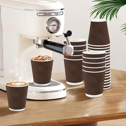Clawsoff 150 Pack 8 oz Disposable Paper Coffee Cups Insulated Brown | - Image 4