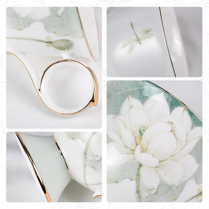 KAMMAK Tea Cups Set of 2, Ceramic Floral Pattern Demitasse Cup | Porcelain - Image 4